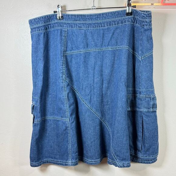 VTG Y2K 90s Women’s Denim Cargo Mini Skirt Plus Size 18 Festival - Picture 5 of 8